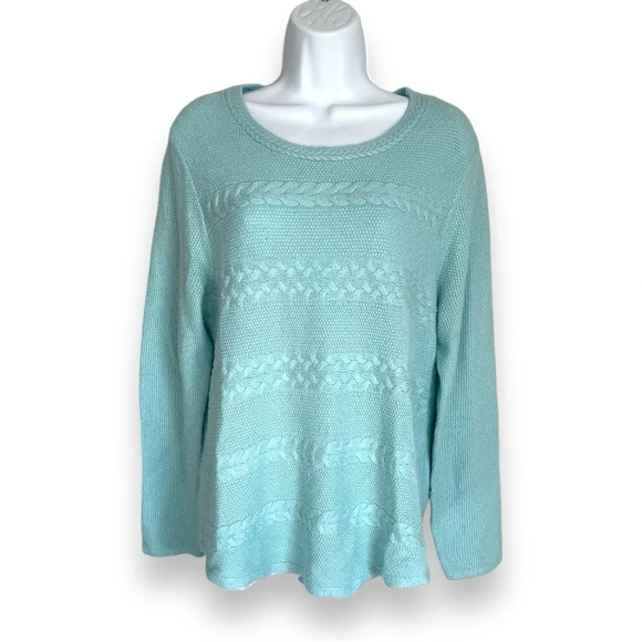 St. John's Bay Sweaters - St. John’s Bay Aqua Cable Knit Sweater - Women’s XL - Cozy and Classic